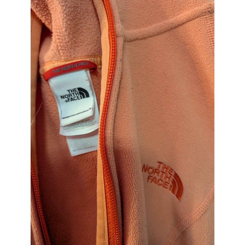 The North Face Womens Fleece Jacket Full Zip Hoodie Peach Orange Size M Outdoor